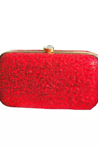 Red sequinned party clutch