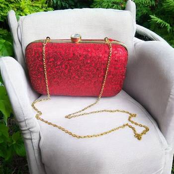 Red sequinned party clutch 3