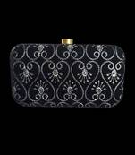 Black embroidered party clutch