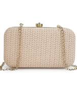 Beige gold party clutch