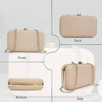 Beige gold party clutch 2