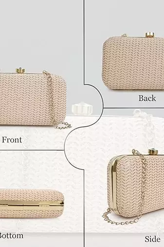 Beige gold party clutch