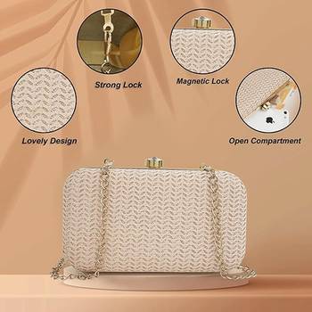 Beige gold party clutch 3