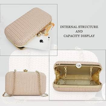 Beige gold party clutch 5
