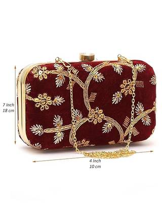 Maroon embroidered party clutch 2