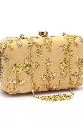 Golden embroiderede party clutch