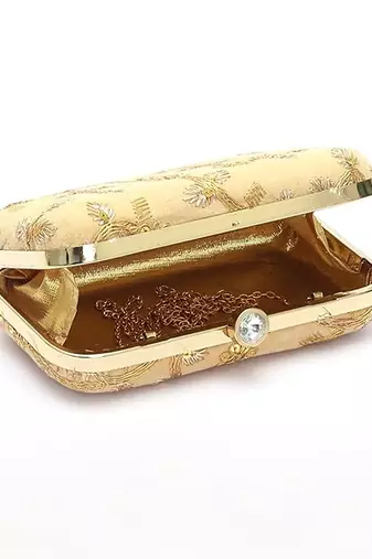 Golden embroiderede party clutch