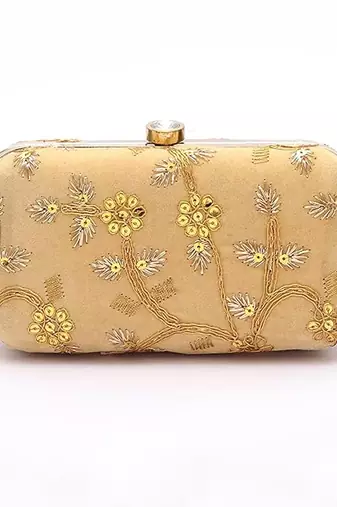 Golden embroiderede party clutch