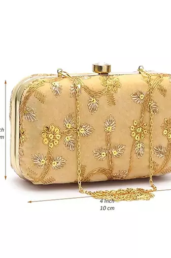 Golden embroiderede party clutch