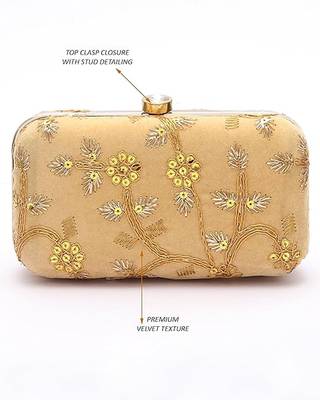 Golden embroiderede party clutch 5