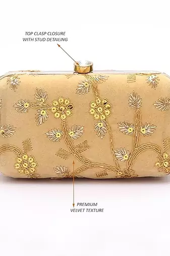 Golden embroiderede party clutch