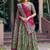 Glorious Bottle Green Printed Tussar Silk Mehendi Wear Lehenga Choli