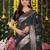 Black linen cotton woven saree with blouse