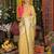 Yellow linen cotton woven saree with blouse