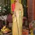 Yellow linen cotton woven saree with blouse