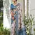 Blue silk blend woven saree with blouse