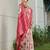 Coral silk blend woven saree with blouse