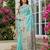 Blue linen cotton woven saree with blouse