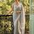 Grey linen zari work saree with blouse