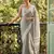 Grey linen zari work saree with blouse