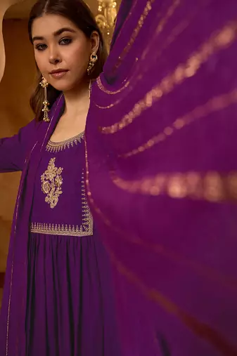 Women's Beautiful Embroidery Work Viscose Silk Fabric Straight Kurta Pant and Dupatta Set