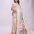 Cream linen cotton woven saree with blouse