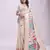 Cream linen cotton woven saree with blouse