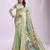 Green linen cotton woven saree with blouse