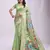 Green linen cotton woven saree with blouse