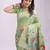 Green linen cotton woven saree with blouse
