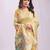 Yellow linen cotton woven saree with blouse