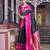 Black soft silk woven saree with blouse