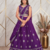 Purple sequins and thread embroidered georgette lehenga choli