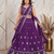 Purple sequins and thread embroidered georgette lehenga choli