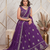 Purple sequins and thread embroidered georgette lehenga choli