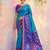 Blue soft silk printed saree with blouse