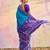 Blue soft silk printed saree with blouse