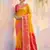 Yellow soft silk printed saree with blouse
