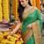 Green pochampally silk woven saree with blouse