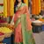 Orange pochampally silk woven saree with blouse