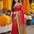 Red pochampally silk woven saree with blouse