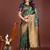 green banarasi silk woven saree with blouse