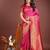 Pink banarasi silk woven saree with blouse