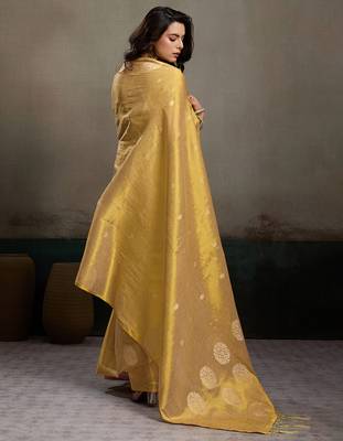 Gold tissue silk woven saree with blouse 4