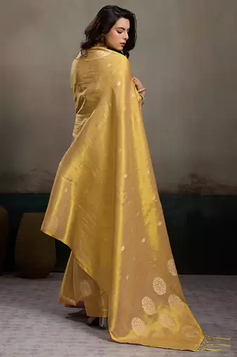Gold tissue silk woven saree with blouse
