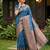 Blue silk blend woven saree with blouse
