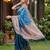 Blue silk blend woven saree with blouse