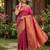 Rani pink silk blend woven saree with blouse