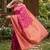 Rani pink silk blend woven saree with blouse