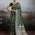 green silk blend woven saree with blouse
